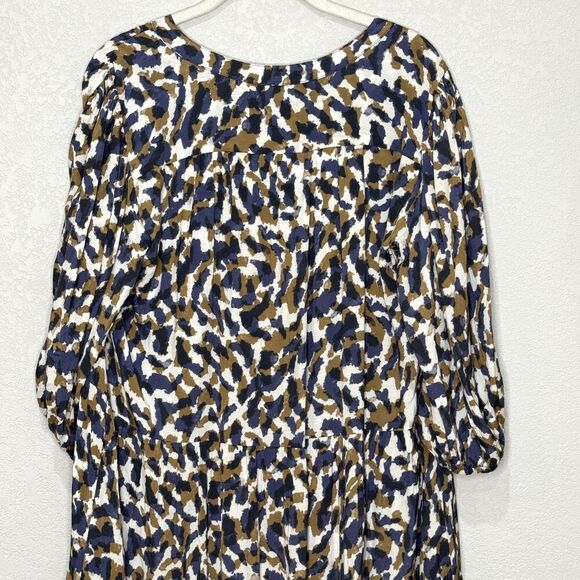 Velvet by Graham & Spencer Ottilie Dress Womens Small Smudge Print Tiered Boho - Picture 7 of 10